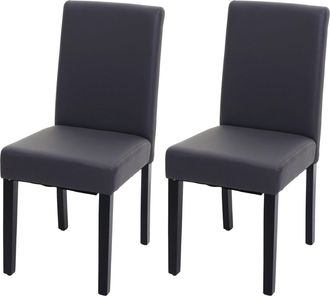 Hhg Nunca Usado] Juego De 2 Sillas De Comedor Silla De Cocina Littau, Polipiel, Gris Mate, Patas Oscuras