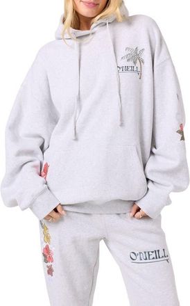 O'Neill Logo Embroidered Oversize Hoodie in Heather Grey at Nordstrom, Size Xx-Large