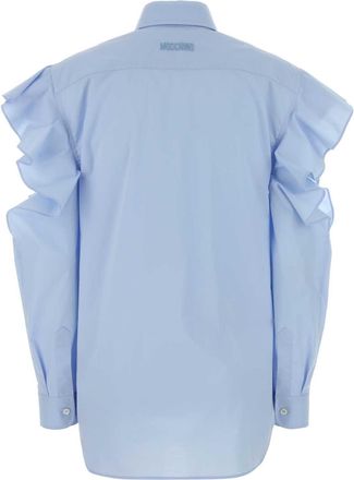 Moschino Womens Light-Blue Poplin Shirt Fantasiaazzurro Exterior: Cotton Elastane Camicie