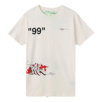 Off-white Graffiti Printing Short Sleeve White OMAA027R191850060288