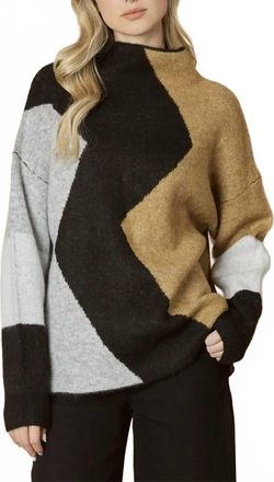 Entro Zig Zag Sweater In Black Multi