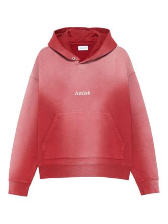 Amish Hood Sweatshirt In Red Ombre Effect Cotton