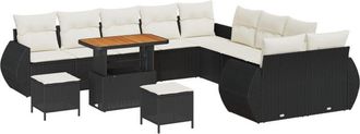 vidaXL Garden Sofa Set Height-Adjustable 13 pcs Black Poly Rattan Vidaxl
