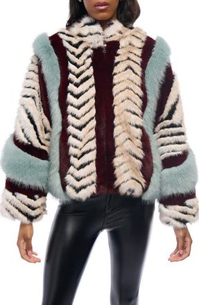 Azalea Wang Mixed Faux Fur Coat in Blue at Nordstrom, Size X-Large