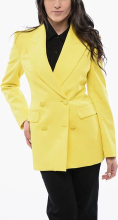 Alexander McQueen Blazer Doppiopetto in Lana con Rever a Lancia e Bottoni Rivestiti Alexander McQueen