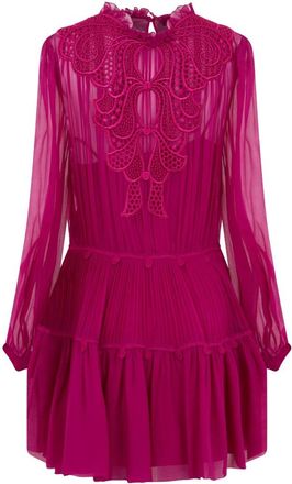 Alberta Ferretti Korte jurk met details aan de voorkant - Dames - Korte kleedjes - Roze - S - Kleedjes