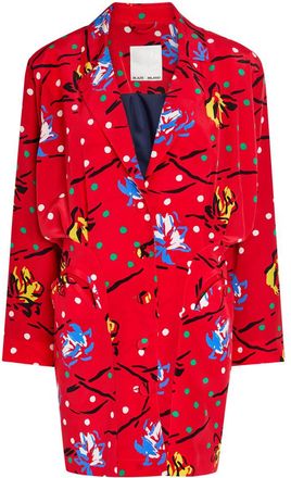 Blaz&eacute; Milano Honeybelle Printed Silk Mini Shirt Dress - Red - 0 (UK6 / XS)
