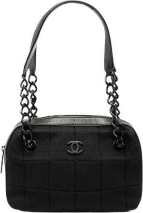 Chanel Pre-owned Quilted Cotton Shoulder Bag - Dames - Vintage Schoudertas - Zwart - ONE Size - Katoen - Vintage