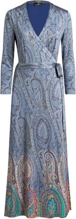 Etro Paisley Wikkeljurk - Dames - Wikkelkleedje - Blauw - M - Kleedjes