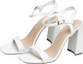 Bambooa Womens Block Heel Dress Sandals In White