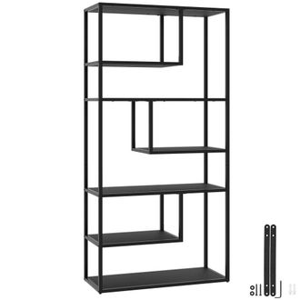 TecTake Shelving Unit Venda - With 6 Compartments in Black