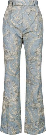 Vivienne Westwood Blauwe Broek met Hoge Taille en Wijde Pijpen - Dames - Wijde Broeken - Blauw - L - Broeken