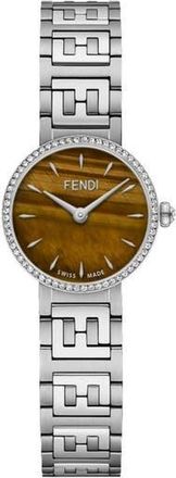 Fendi Womens Diamond Bezel Tigers Eye Bracelet Watch - 0.16 ctw, 19mm in Stainless Steel at Nordstrom Rack