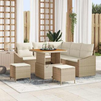 vidaXL Vidaxl - Conjunto De Sof&aacute; De Jard&iacute;n 8 Pcs Beige, Crema 80 X 80 X 71 Cm
