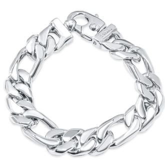 Pompeii3 Mens Figaro Link 14k Gold (135gram) or Platinum (217gram) 15.5mm Bracelet 8.5