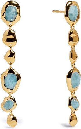 Monica Vinader Odyssey Aquamarine Onyx Drop Earrings in 18K Gold Vermeil /Aquamarine at Nordstrom