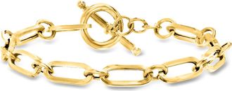 Ross-Simons Italian 18kt Gold Over Sterling Paper Clip Link Toggle Bracelet