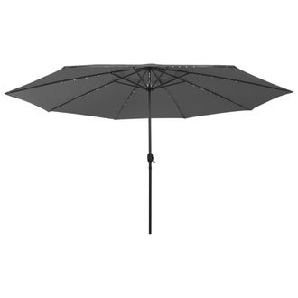 Berkfield Home Outdoor Parasol with LED Lights & Metal Pole 400 cm Anthracite in Black