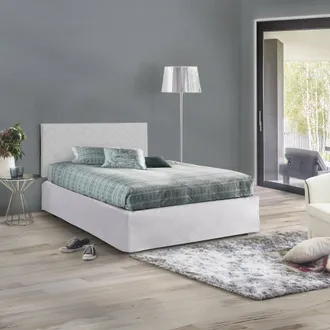 Dmora Dmora - Cama De Plaza Y Media Dbellem, Juego De Cabecero En Ecopiel Con Base Ortop&eacute;dica Y Cenefa, 100% Made In Italy, Adecuado Para Colch&oacute;n De Cm 120x