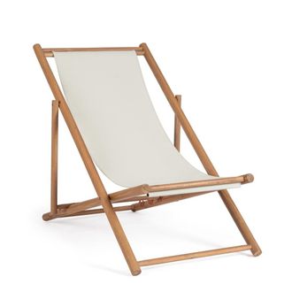 Konte Design Juego de 2 tumbonas de madera de acacia y tela blanca