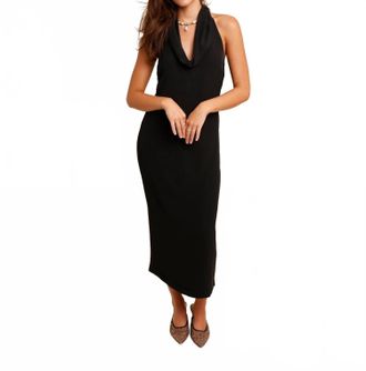 Astr Alanna Halter Cowl Neck Dress In Black