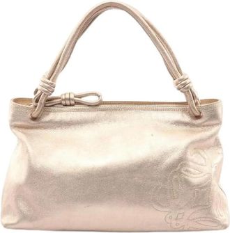 Loewe Pre-owned Anagram Leren Handtas - Dames - Vintage Handtas - Beige - ONE Size - Leer - Vintage