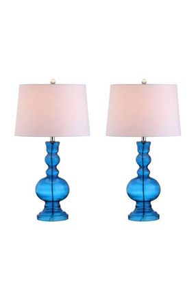 Jonathan Y Designs Genie 28.5 Glass LED Table Lamp in Night Blue at Nordstrom