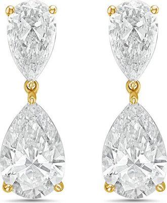 Diana M. Jewels 14KW YG 10.00 Ct TW of Lab grown pear shape diamond drop earrings