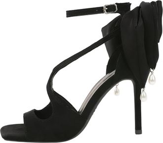 Generic Heel Sandals for Women Sexy Open Toe Stiletto High Heel 10.5 CM Square-shaped Openwork Bow Pearl Platform Pump Party Dress Heel-numeric_2_point_5