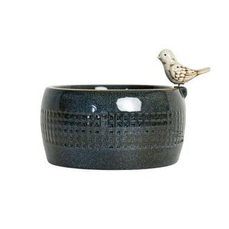 Foreside Home And Garden 8.86 Blue Porcelain Bird Fountain with Natural Pebbles & LED Lights at Nordstrom