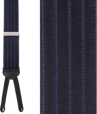 Trafalgar Store Jefferson Brushed Pinstripe Elastic Formal End Suspenders in Navy Blue at Nordstrom