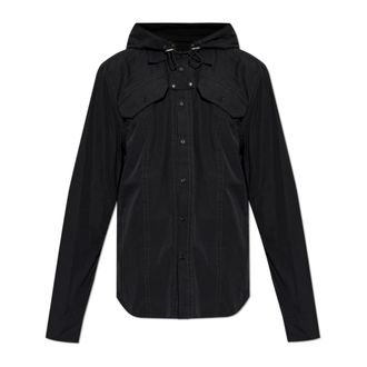 Off-white Casual Shirts, male, Black, Size: 2XL Shirt with Detachable Hood