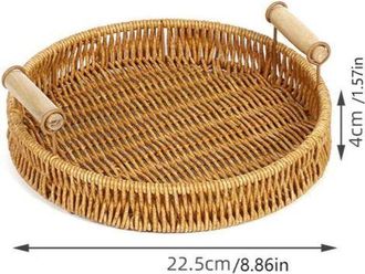 OEM Cesta De Servir Redonda Y Rectangular De Rat&aacute;n Hecha A Mano - Soporte Redondo Tejido Para Pan, Fruta, Cuenco, Bandeja Plana Decorativa De Mimbre Para 