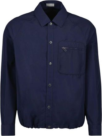 Dior Geborduurde Shirt Couture Collectie - Heren - Zomerjassen - Blauw - M - Katoen - Jassen