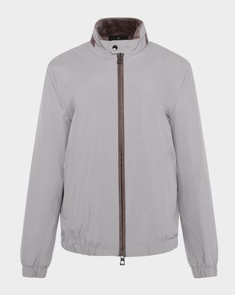 Gorski Men & apos;s Lamb Shearling Lined Bomber Jacket