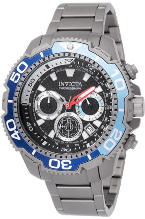 Invicta TI-22 49493 Herenhorloge - Quartz Uurwerk - Titanium met Zwarte Wijzerplaat - 48 mm