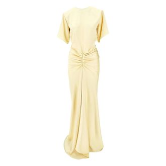 Andamane Kleedjes, Dames, Geel, S, Ruched Maxi Dress