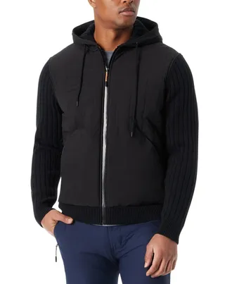 G.H. Bass & Co. Bass Outdoor Mixed Media Hoodie Mens Black Long Sleeve Full Zip UPS1277