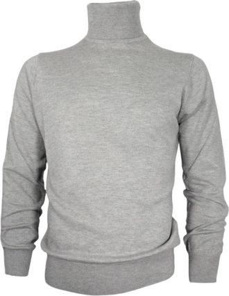 Cashmere Company Slim Fit Cashmere Trui in Grijs - Heren - Coltruien - Grijs - 2XL - Wol - Truien & Vesten