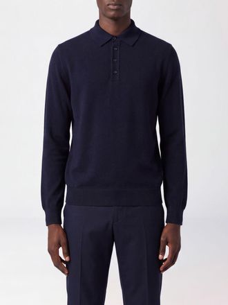 KANGRA Polo a manica lunga in lana merino extrafine con colletto a costine