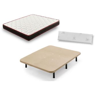 HOGAR 24 Hogar24 - Base Tapizada + Colch&oacute;n Memory Fresh + Almohada 100 % Vicoelastica 26 Cm -135x190cm