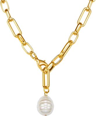 Lulu & Jane Womens Female Pearl necklace Metal (Alloy) - Gold - One Size