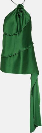 Victoria Beckham Floral-applique draped satin top