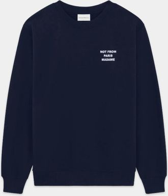 Dr&ocirc;le de Monsieur Le Sweatshirt Slogan - Heren - Sweatshirts - Blauw - L - Katoen - Hoodies & sweatvesten