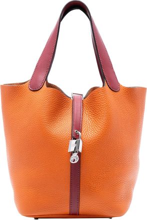 Herm&egrave;s Orange Bicolor Clemence and Swift Picotin Lock 22