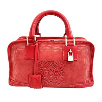 Loewe Pre-owned Handbags, female, Red, Size: ONE SIZE Pre-owned Suede Handbag