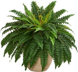 Nearly Natural 22-in Boston Fern Artificial Plant in Sandstone Planter in Green at Nordstrom