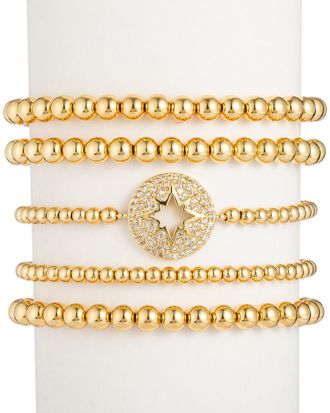 Eyecandy LA 18K Plated CZ Crystal NorthStar Stretch Bracelet