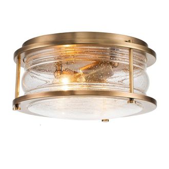 Netlighting Kichler Ashland Bay Bathroom Ceiling Light Natural Brass IP44 in Yellow
