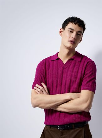 Le 31 Mens Pointelle stripe polo